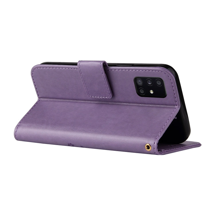 For Samsung Galaxy A41 Embossed Lucky Tree Horizontal Flip Leather Case with Holder & Card Slot & Wallet & Lanyard