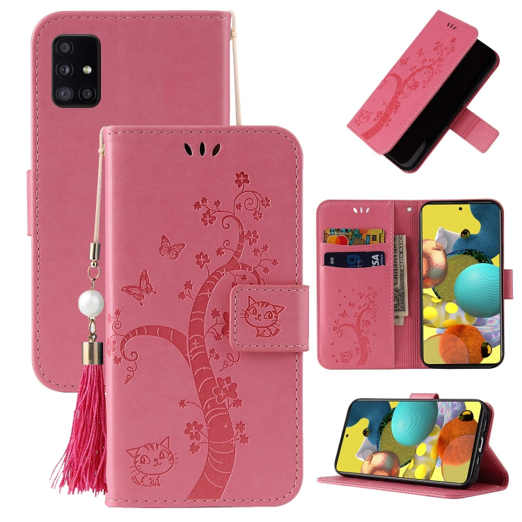 For Samsung Galaxy A41 Embossed Lucky Tree Horizontal Flip Leather Case with Holder & Card Slot & Wallet & Lanyard