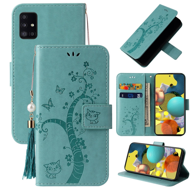 For Samsung Galaxy A41 Embossed Lucky Tree Horizontal Flip Leather Case with Holder & Card Slot & Wallet & Lanyard