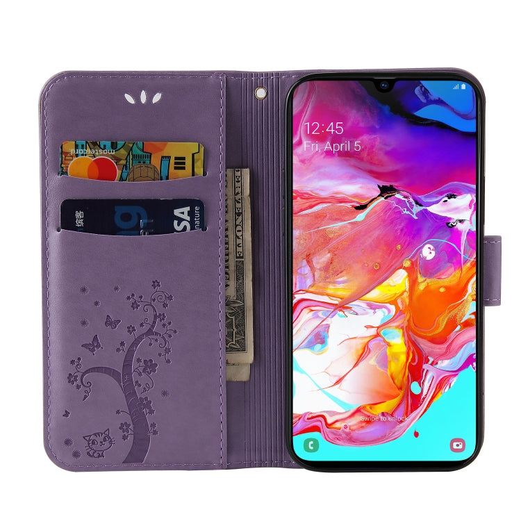 For Samsung Galaxy A50 Embossed Lucky Tree Horizontal Flip Leather Case with Holder & Card Slot & Wallet & Lanyard