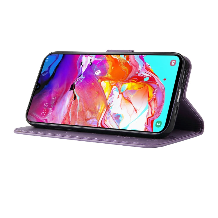 For Samsung Galaxy A50 Embossed Lucky Tree Horizontal Flip Leather Case with Holder & Card Slot & Wallet & Lanyard