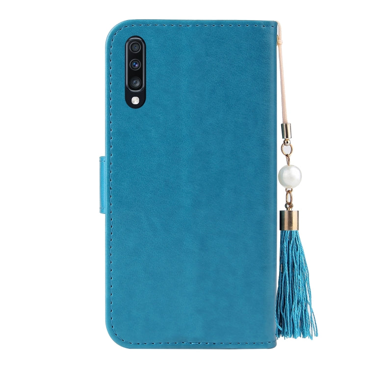 For Samsung Galaxy A50 Embossed Lucky Tree Horizontal Flip Leather Case with Holder & Card Slot & Wallet & Lanyard