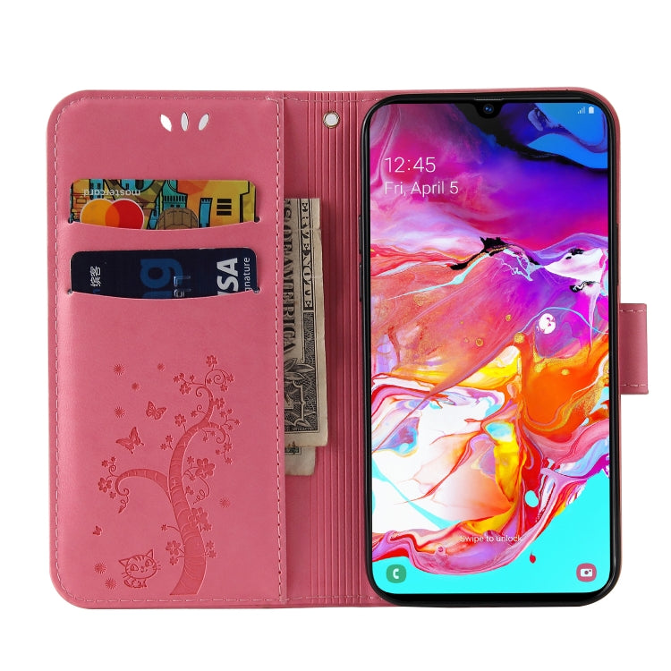For Samsung Galaxy A50 Embossed Lucky Tree Horizontal Flip Leather Case with Holder & Card Slot & Wallet & Lanyard