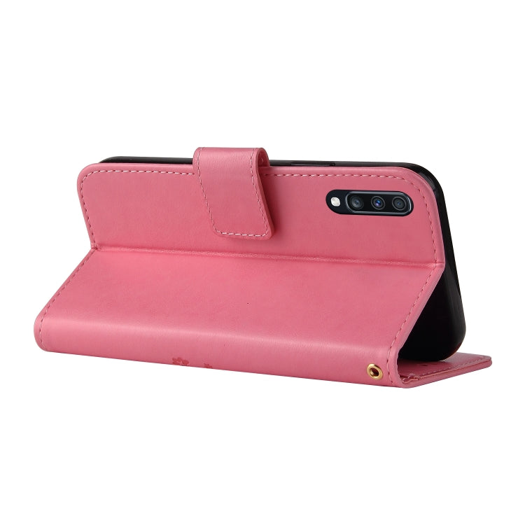 For Samsung Galaxy A50 Embossed Lucky Tree Horizontal Flip Leather Case with Holder & Card Slot & Wallet & Lanyard