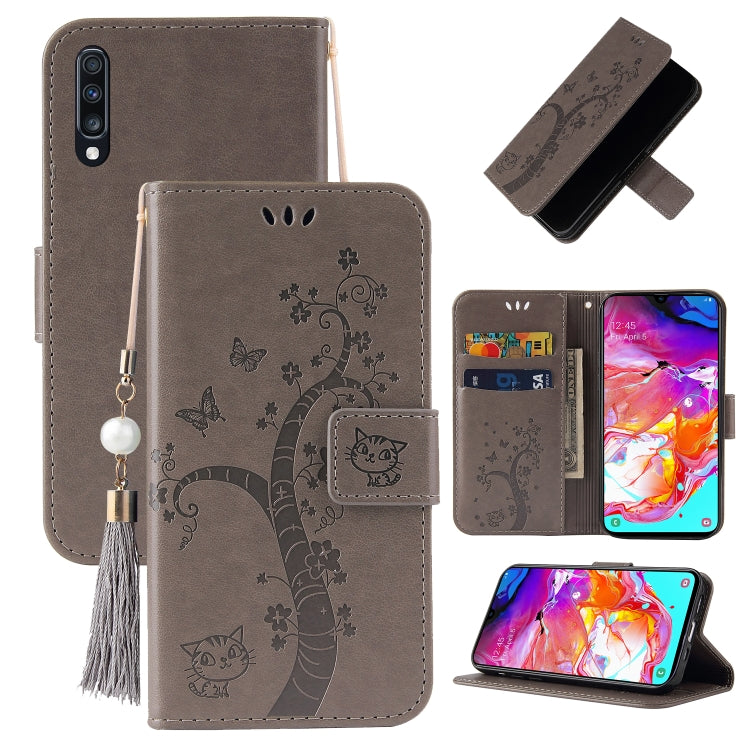 For Samsung Galaxy A50 Embossed Lucky Tree Horizontal Flip Leather Case with Holder & Card Slot & Wallet & Lanyard
