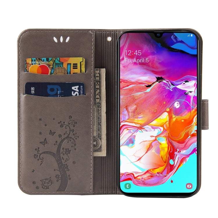 For Samsung Galaxy A50 Embossed Lucky Tree Horizontal Flip Leather Case with Holder & Card Slot & Wallet & Lanyard