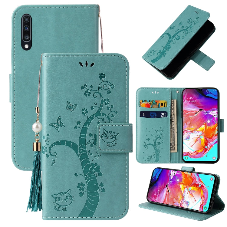 For Samsung Galaxy A50 Embossed Lucky Tree Horizontal Flip Leather Case with Holder & Card Slot & Wallet & Lanyard