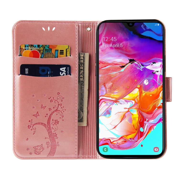 For Samsung Galaxy A50 Embossed Lucky Tree Horizontal Flip Leather Case with Holder & Card Slot & Wallet & Lanyard