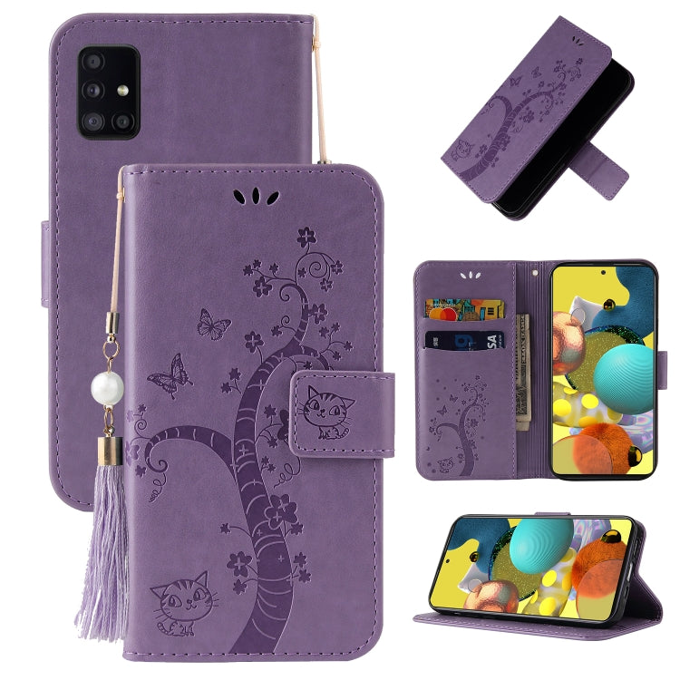 For Samsung Galaxy A51 4G Embossed Lucky Tree Horizontal Flip Leather Case with Holder & Card Slot & Wallet & Lanyard