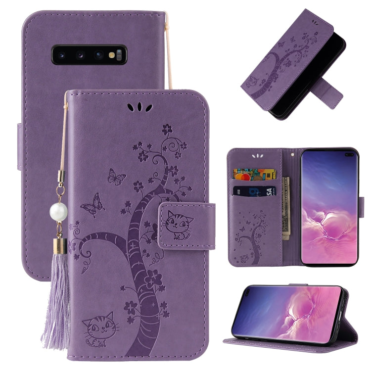 For Samsung Galaxy S10 Embossed Lucky Tree Horizontal Flip Leather Case with Holder & Card Slot & Wallet & Lanyard