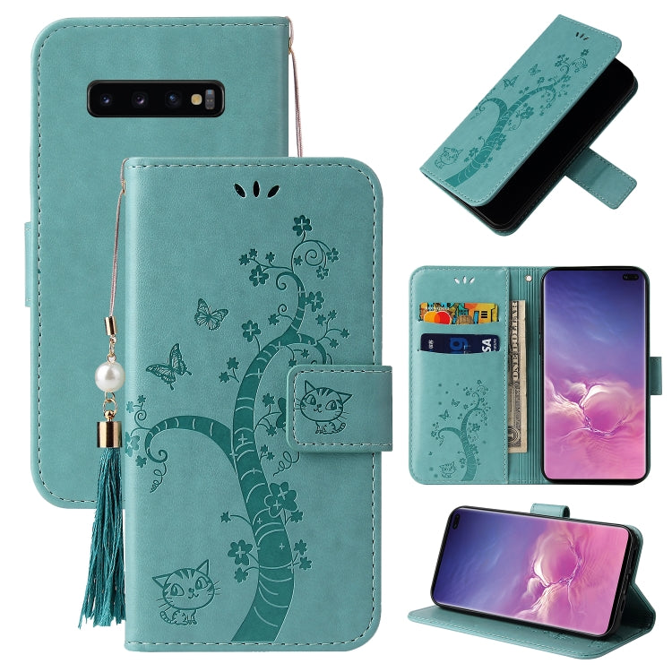 For Samsung Galaxy S10 Embossed Lucky Tree Horizontal Flip Leather Case with Holder & Card Slot & Wallet & Lanyard