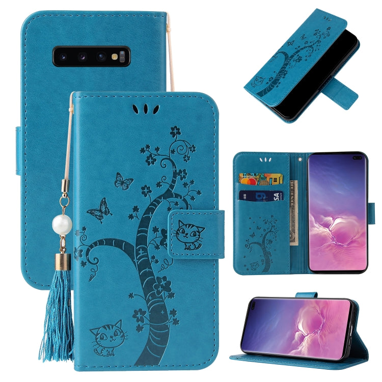 For Samsung Galaxy S10+ Embossed Lucky Tree Horizontal Flip Leather Case with Holder & Card Slot & Wallet & Lanyard