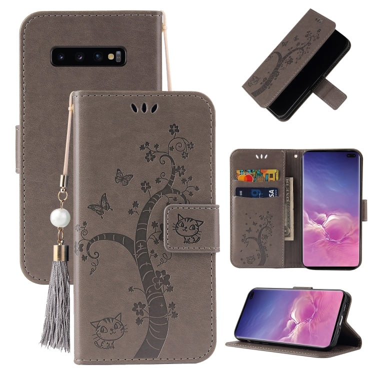 For Samsung Galaxy S10+ Embossed Lucky Tree Horizontal Flip Leather Case with Holder & Card Slot & Wallet & Lanyard