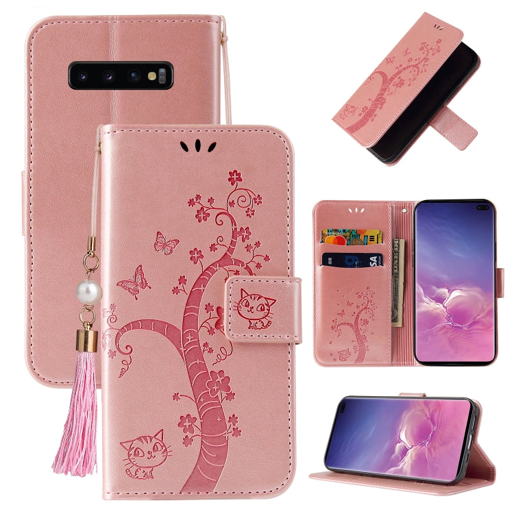 For Samsung Galaxy S10+ Embossed Lucky Tree Horizontal Flip Leather Case with Holder & Card Slot & Wallet & Lanyard
