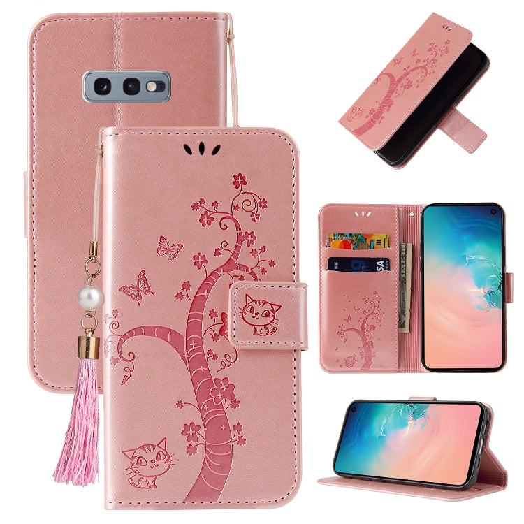 For Samsung Galaxy S10e Embossed Lucky Tree Horizontal Flip Leather Case with Holder & Card Slot & Wallet & Lanyard