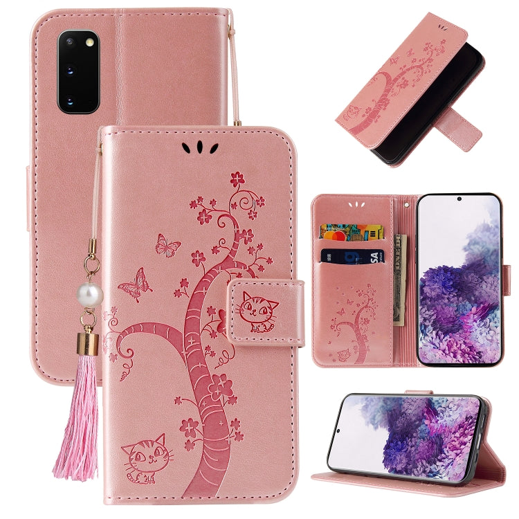 For Samsung Galaxy S20 Embossed Lucky Tree Horizontal Flip Leather Case with Holder & Card Slot & Wallet & Lanyard