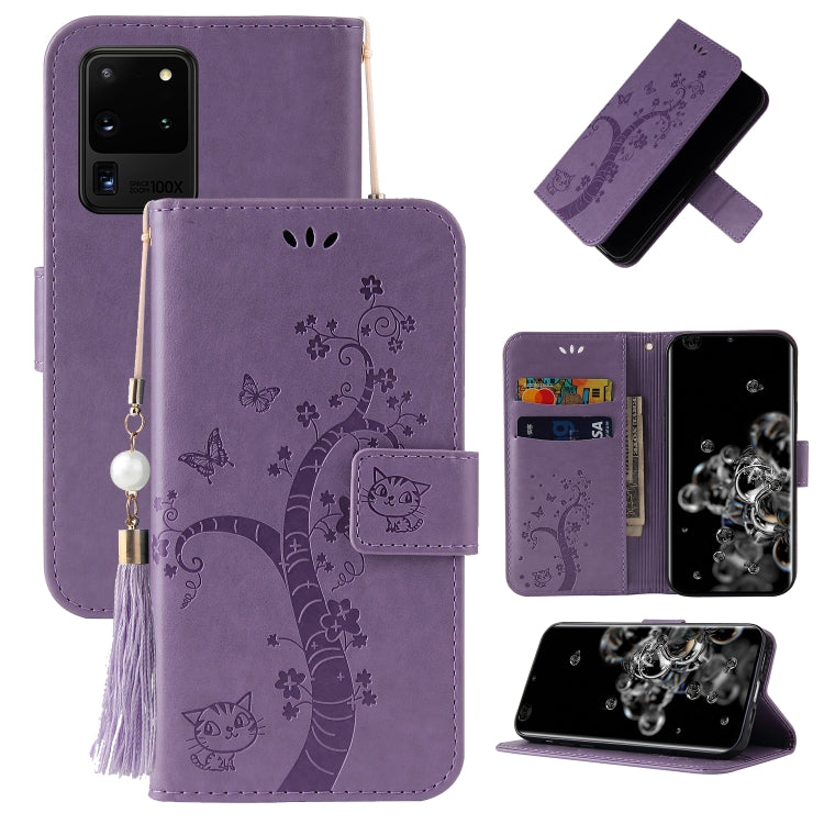 For Samsung Galaxy S20 Ultra Embossed Lucky Tree Horizontal Flip Leather Case with Holder & Card Slot & Wallet & Lanyard
