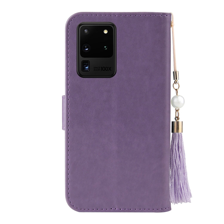 For Samsung Galaxy S20 Ultra Embossed Lucky Tree Horizontal Flip Leather Case with Holder & Card Slot & Wallet & Lanyard
