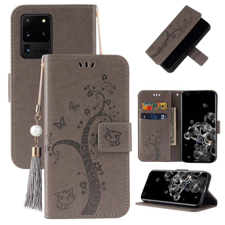 For Samsung Galaxy S20 Ultra Embossed Lucky Tree Horizontal Flip Leather Case with Holder & Card Slot & Wallet & Lanyard