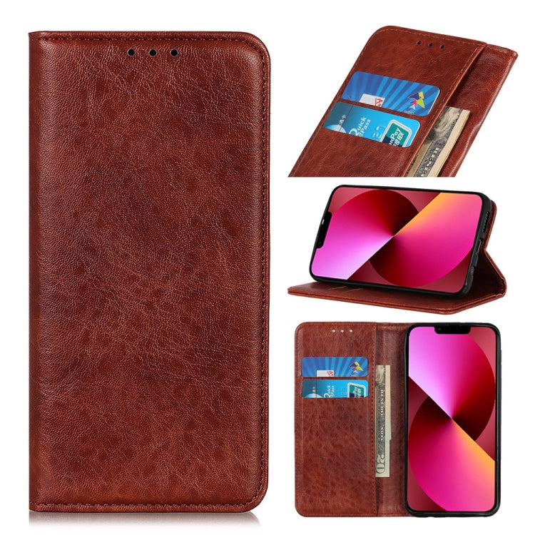For iPhone 13 Magnetic Crazy Horse Texture Horizontal Flip Leather Case with Holder & Card Slots & Wallet