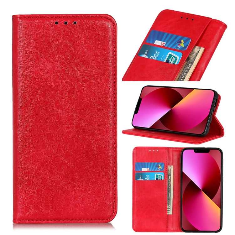 For iPhone 13 Magnetic Crazy Horse Texture Horizontal Flip Leather Case with Holder & Card Slots & Wallet