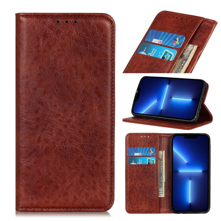 For iPhone 13 Pro Max Magnetic Crazy Horse Texture Horizontal Flip Leather Case with Holder & Card Slots & Wallet