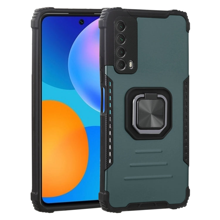 For Huawei Y7a / P smart 2021 Fierce Warrior Series Armor All-inclusive Shockproof Aluminum Alloy + TPU Protective Case with Ring Holder