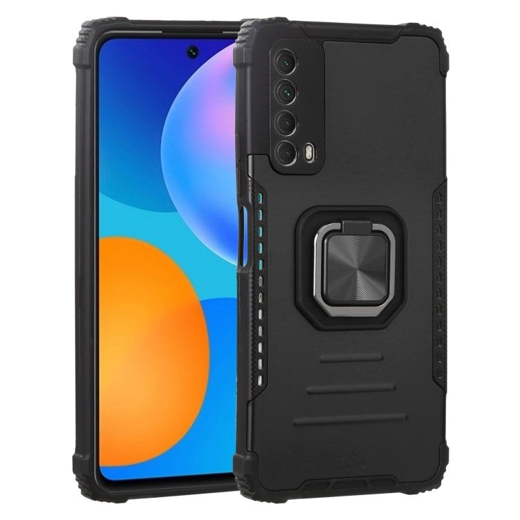 For Huawei Y7a / P smart 2021 Fierce Warrior Series Armor All-inclusive Shockproof Aluminum Alloy + TPU Protective Case with Ring Holder