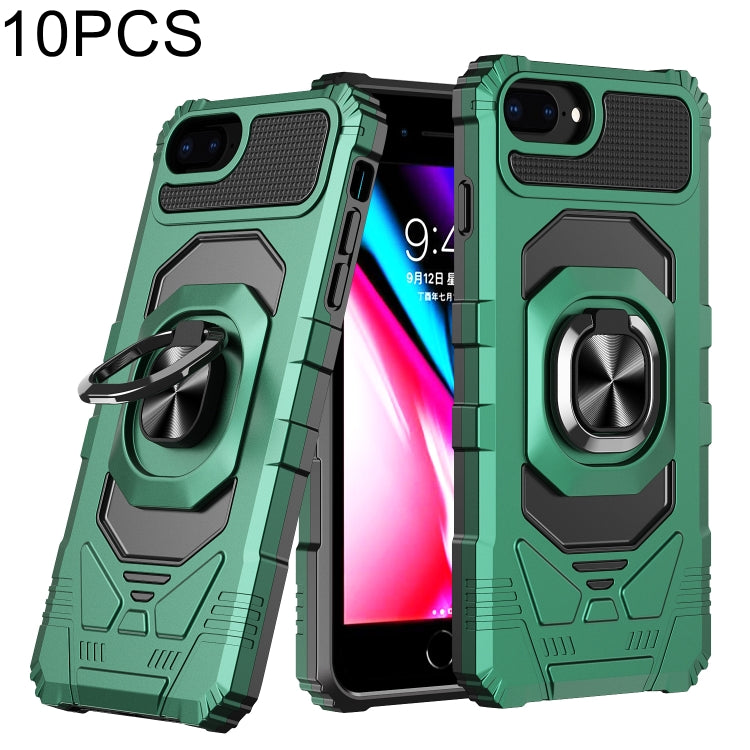 10 PCS Armor Magnetic PC + TPU Shockproof Case with 360 Degree Rotation Ring Holder For iPhone 8 Plus / 7 Plus