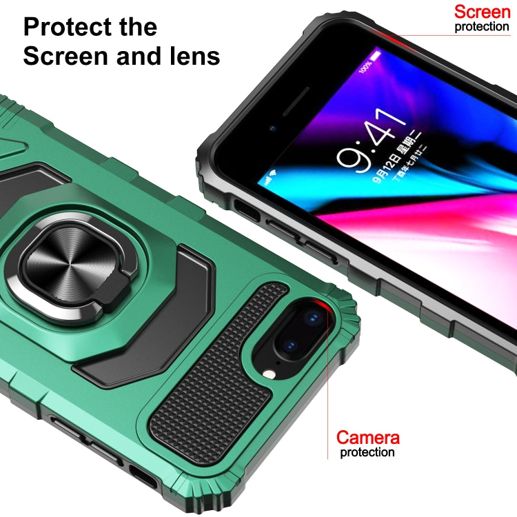 10 PCS Armor Magnetic PC + TPU Shockproof Case with 360 Degree Rotation Ring Holder For iPhone 8 Plus / 7 Plus