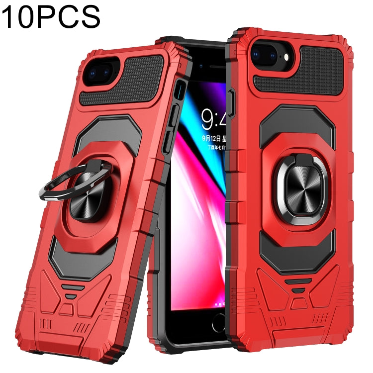 10 PCS Armor Magnetic PC + TPU Shockproof Case with 360 Degree Rotation Ring Holder For iPhone 8 Plus / 7 Plus