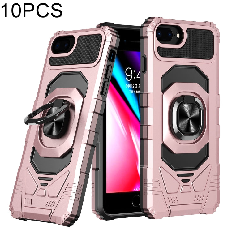 10 PCS Armor Magnetic PC + TPU Shockproof Case with 360 Degree Rotation Ring Holder For iPhone 8 Plus / 7 Plus