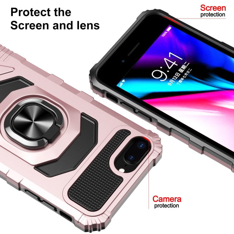 10 PCS Armor Magnetic PC + TPU Shockproof Case with 360 Degree Rotation Ring Holder For iPhone 8 Plus / 7 Plus