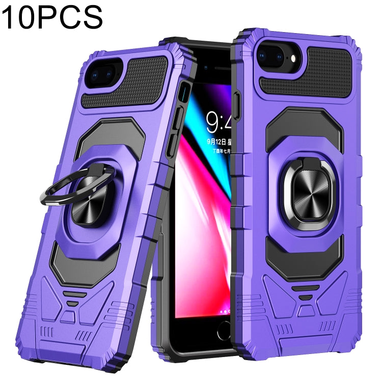 10 PCS Armor Magnetic PC + TPU Shockproof Case with 360 Degree Rotation Ring Holder For iPhone 8 Plus / 7 Plus