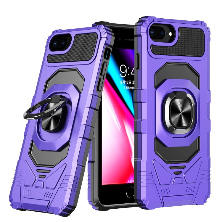 10 PCS Armor Magnetic PC + TPU Shockproof Case with 360 Degree Rotation Ring Holder For iPhone 8 Plus / 7 Plus