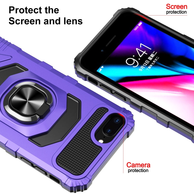 10 PCS Armor Magnetic PC + TPU Shockproof Case with 360 Degree Rotation Ring Holder For iPhone 8 Plus / 7 Plus