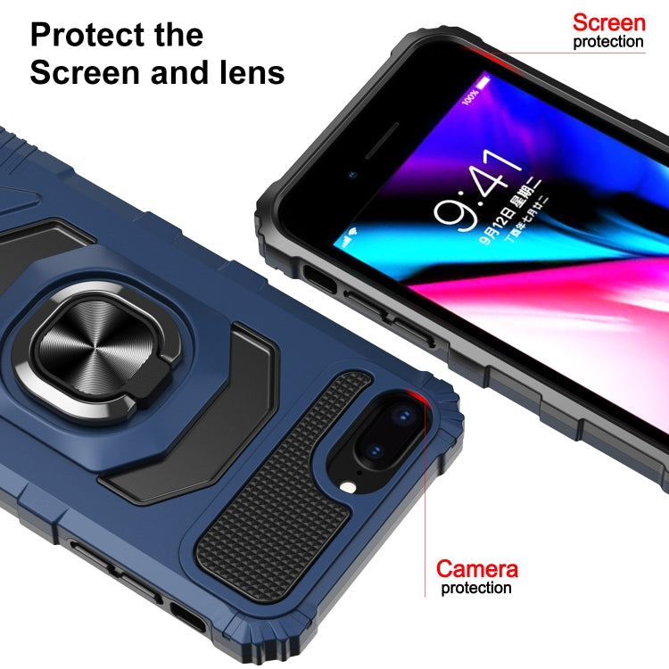 10 PCS Armor Magnetic PC + TPU Shockproof Case with 360 Degree Rotation Ring Holder For iPhone 8 Plus / 7 Plus