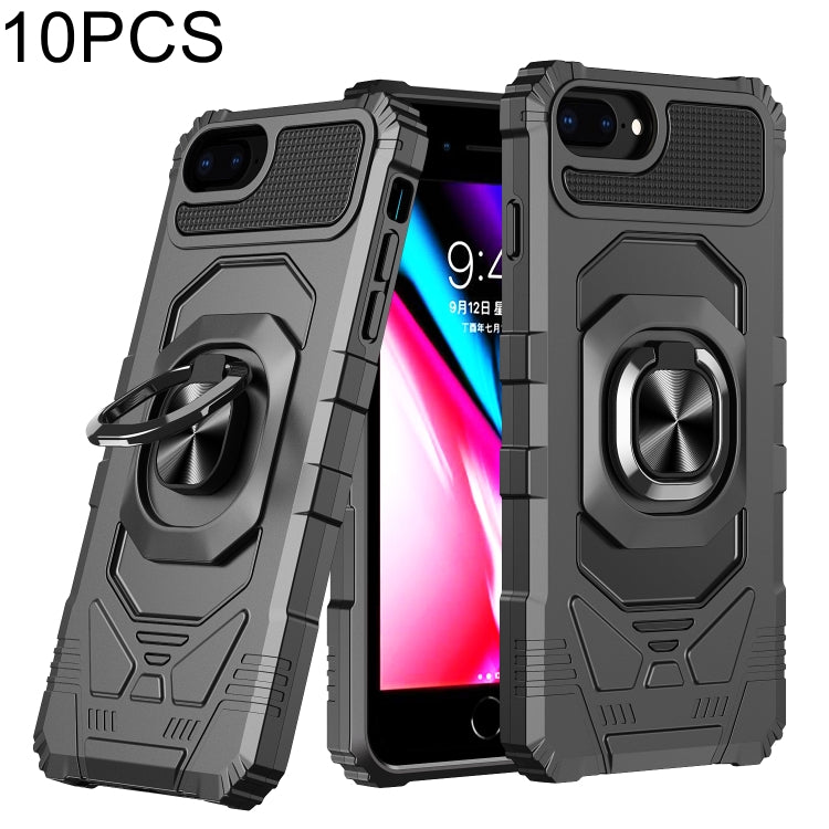 10 PCS Armor Magnetic PC + TPU Shockproof Case with 360 Degree Rotation Ring Holder For iPhone 8 Plus / 7 Plus