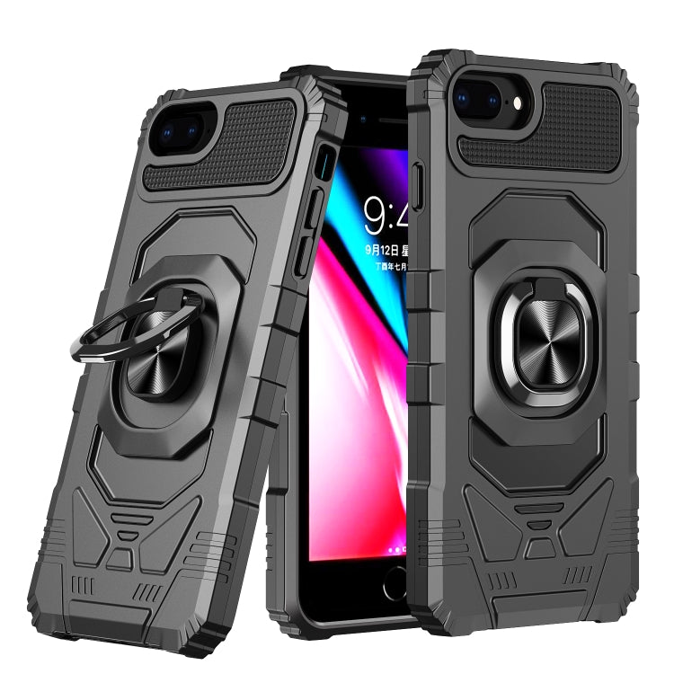 10 PCS Armor Magnetic PC + TPU Shockproof Case with 360 Degree Rotation Ring Holder For iPhone 8 Plus / 7 Plus