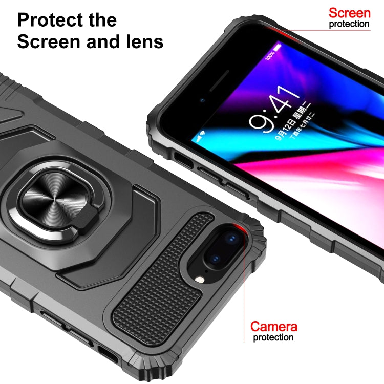 10 PCS Armor Magnetic PC + TPU Shockproof Case with 360 Degree Rotation Ring Holder For iPhone 8 Plus / 7 Plus