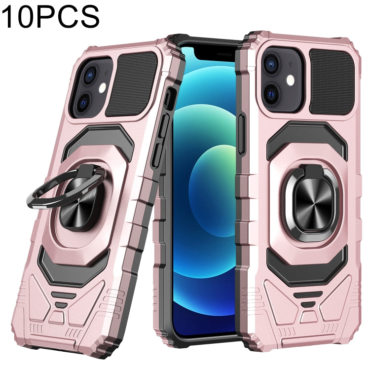 For iPhone 11 10pcs Armor Magnetic PC + TPU Shockproof Case with 360 Degree Rotation Ring Holder