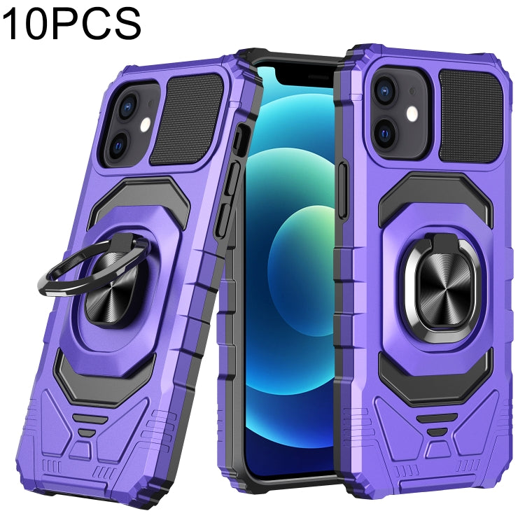 For iPhone 11 10pcs Armor Magnetic PC + TPU Shockproof Case with 360 Degree Rotation Ring Holder