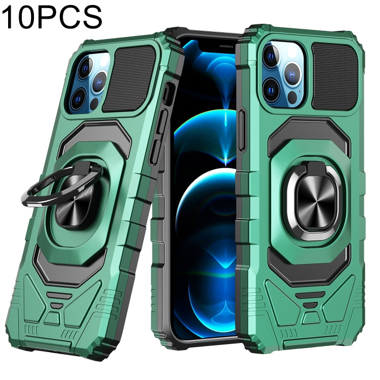 For iPhone 11 Pro 10 PCS Armor Magnetic PC + TPU Shockproof Case with 360 Degree Rotation Ring Holder