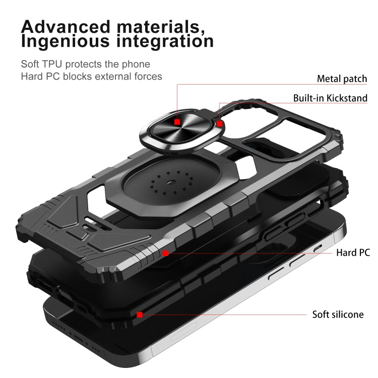 For iPhone 11 Pro 10 PCS Armor Magnetic PC + TPU Shockproof Case with 360 Degree Rotation Ring Holder