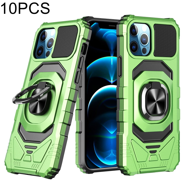 For iPhone 11 Pro Max 10 PCS Armor Magnetic PC + TPU Shockproof Case with 360 Degree Rotation Ring Holder