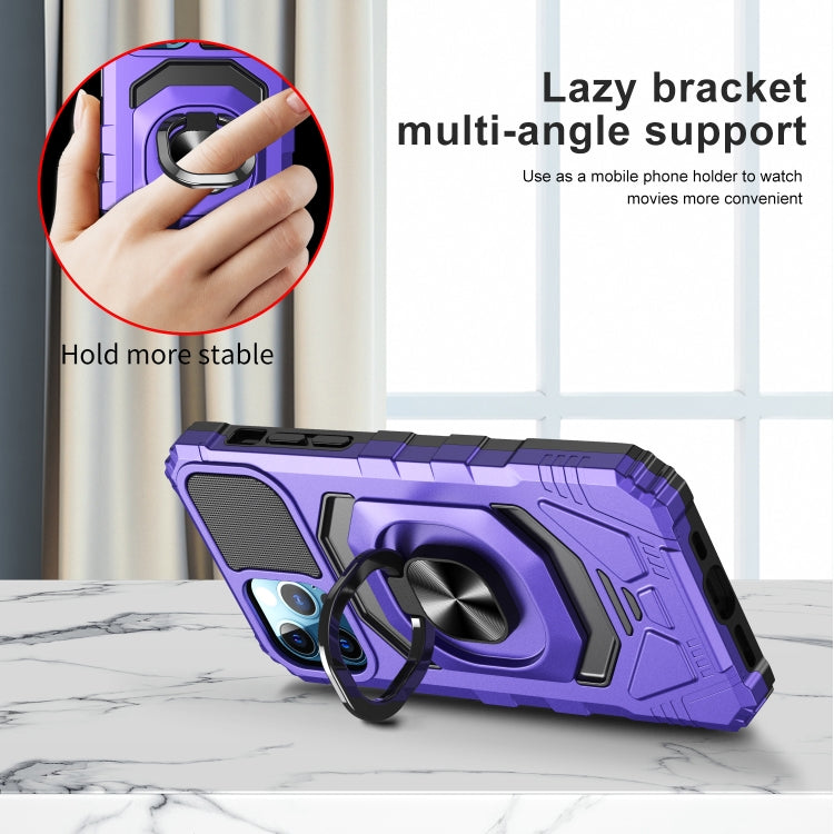 For iPhone 11 Pro Max 10 PCS Armor Magnetic PC + TPU Shockproof Case with 360 Degree Rotation Ring Holder