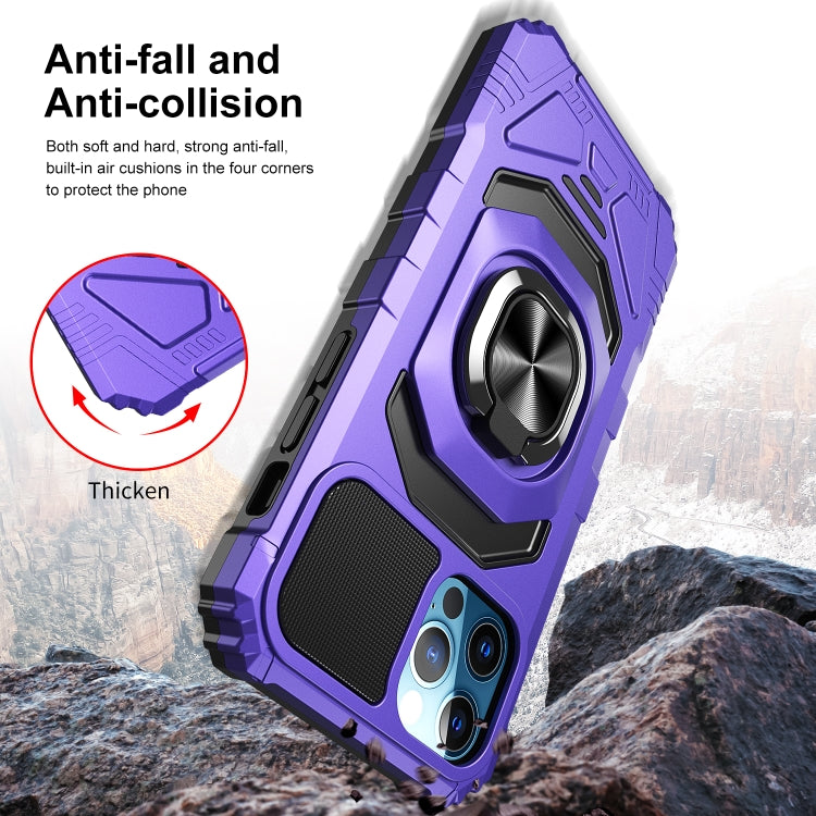 For iPhone 11 Pro Max 10 PCS Armor Magnetic PC + TPU Shockproof Case with 360 Degree Rotation Ring Holder