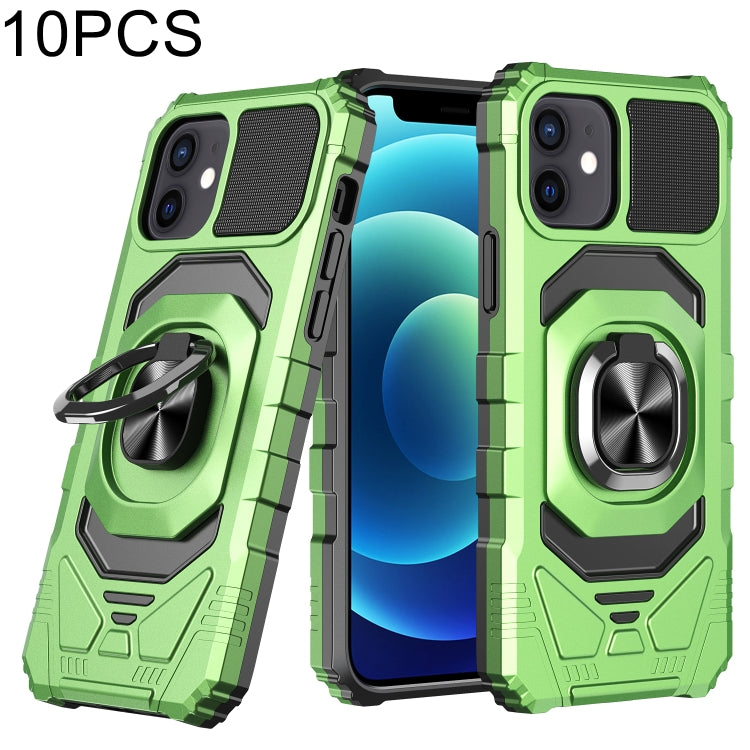 For iPhone 12 mini 10 PCS Armor Magnetic PC + TPU Shockproof Case with 360 Degree Rotation Ring Holder