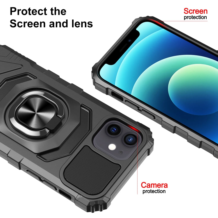 For iPhone 12 mini 10 PCS Armor Magnetic PC + TPU Shockproof Case with 360 Degree Rotation Ring Holder