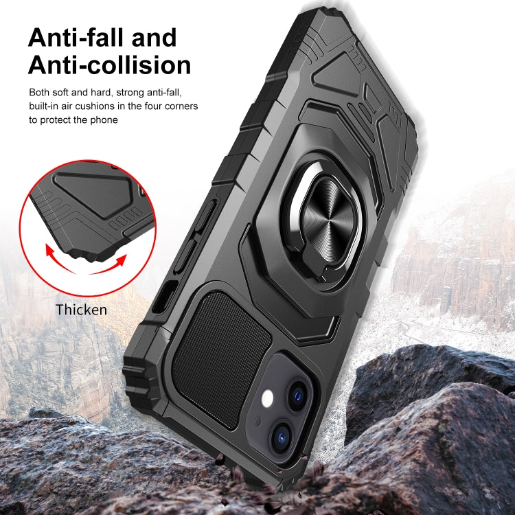 For iPhone 12 mini 10 PCS Armor Magnetic PC + TPU Shockproof Case with 360 Degree Rotation Ring Holder